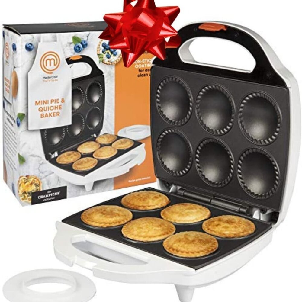 Mini Pie & Quiche Maker- Thanksgiving Pie Baker Cooks 6 Small Pies or Quiches in